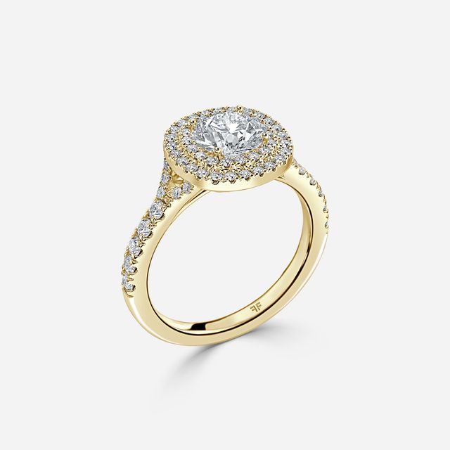 Nile Yellow Gold Halo Engagement Ring
