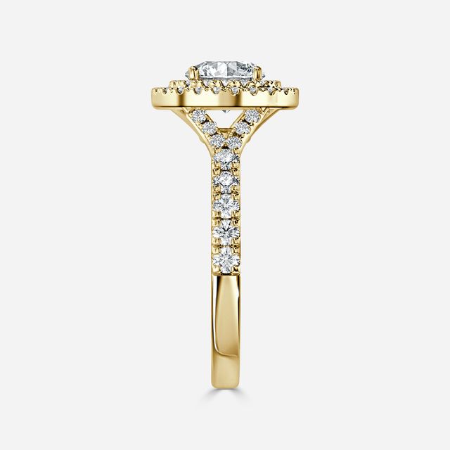 Nile Yellow Gold Halo Engagement Ring