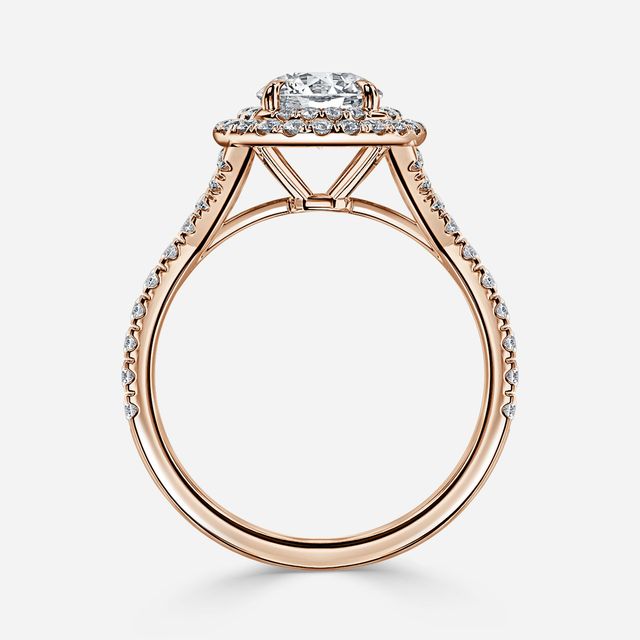 Olympia Rose Gold Halo Modern Engagement Ring