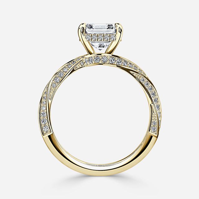 Nefereti Yellow Gold Hidden Halo Engagement Ring