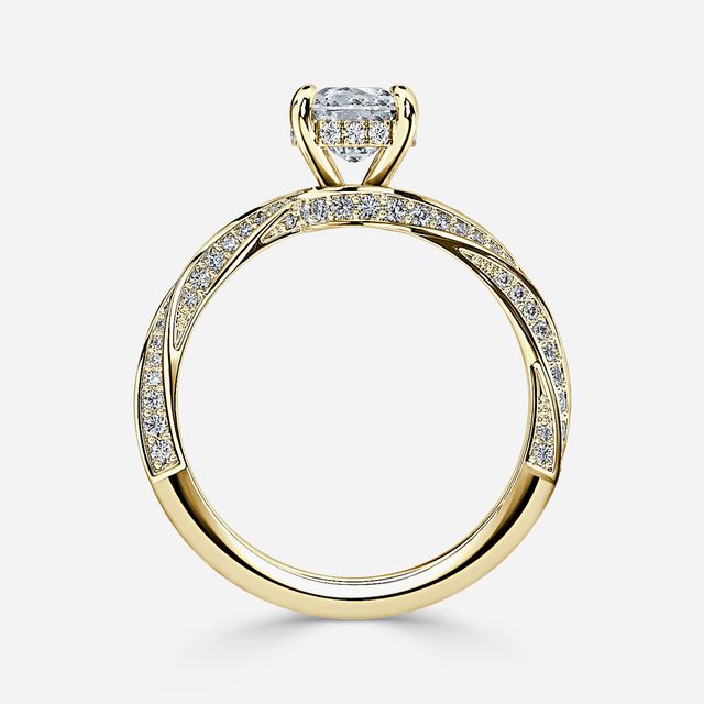 Nefereti Yellow Gold Hidden Halo Engagement Ring