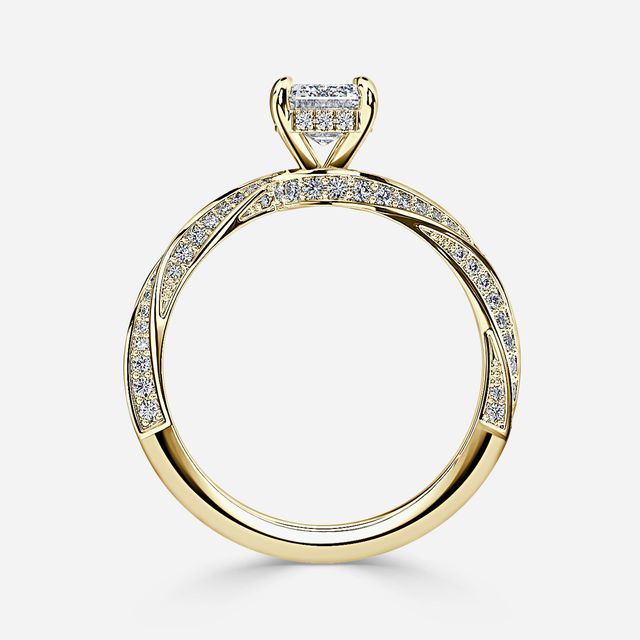 Nefereti Yellow Gold Hidden Halo Engagement Ring