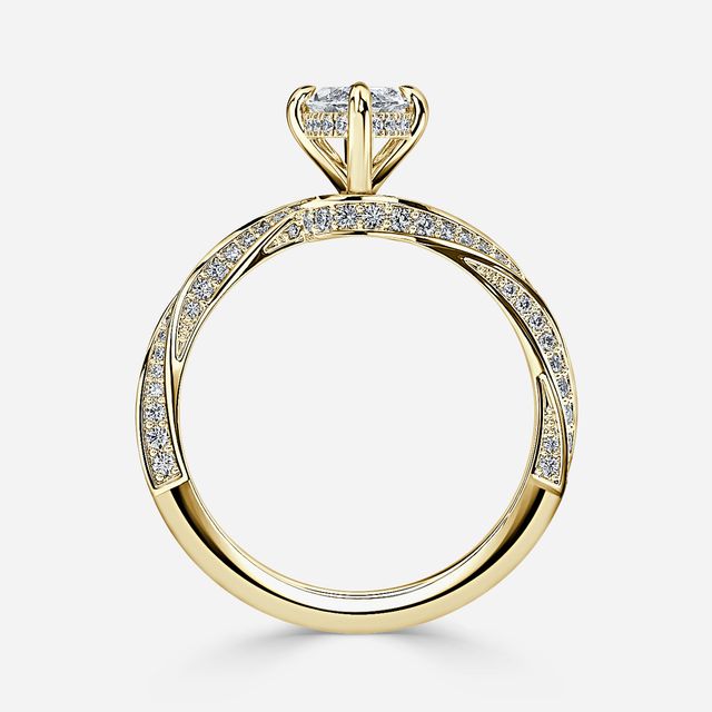 Nefereti Yellow Gold Hidden Halo Engagement Ring
