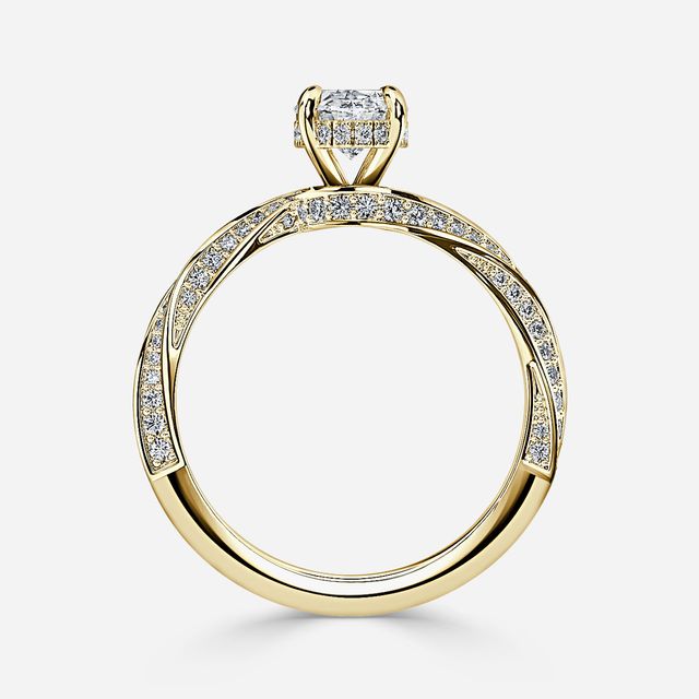 Nefereti Yellow Gold Hidden Halo Engagement Ring