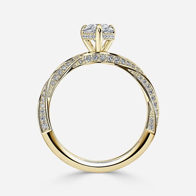 Nefereti Yellow Gold Hidden Halo Engagement Ring