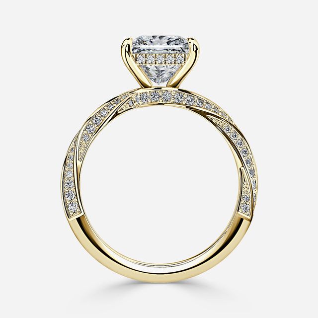 Nefereti Yellow Gold Hidden Halo Engagement Ring