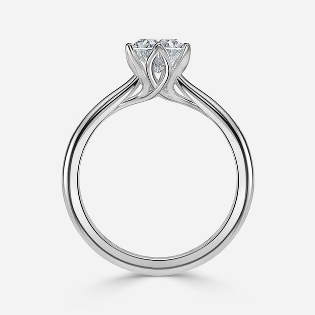 Elswin Platinum Flower Engagement Ring
