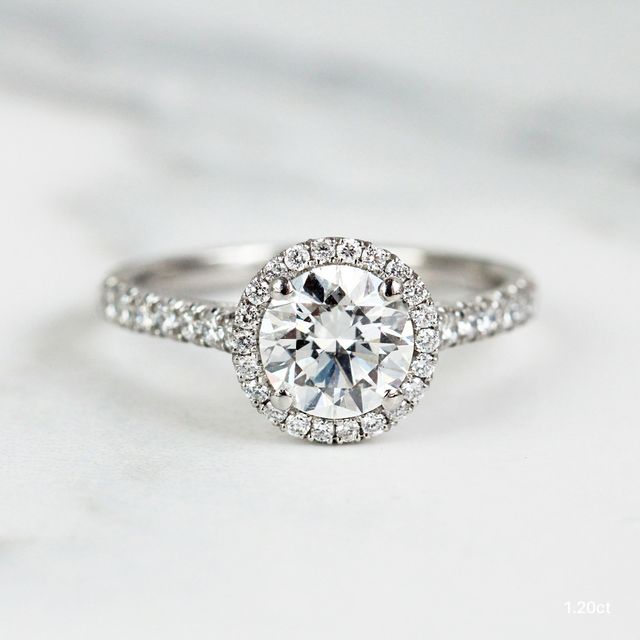 Maya Platinum Halo Engagement Ring