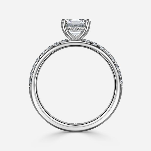 Kate Platinum Pave Band Hidden Halo Engagement Ring