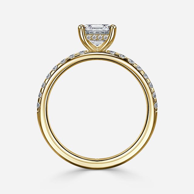 Kate Yellow Gold Pave Band Hidden Halo Engagement Ring