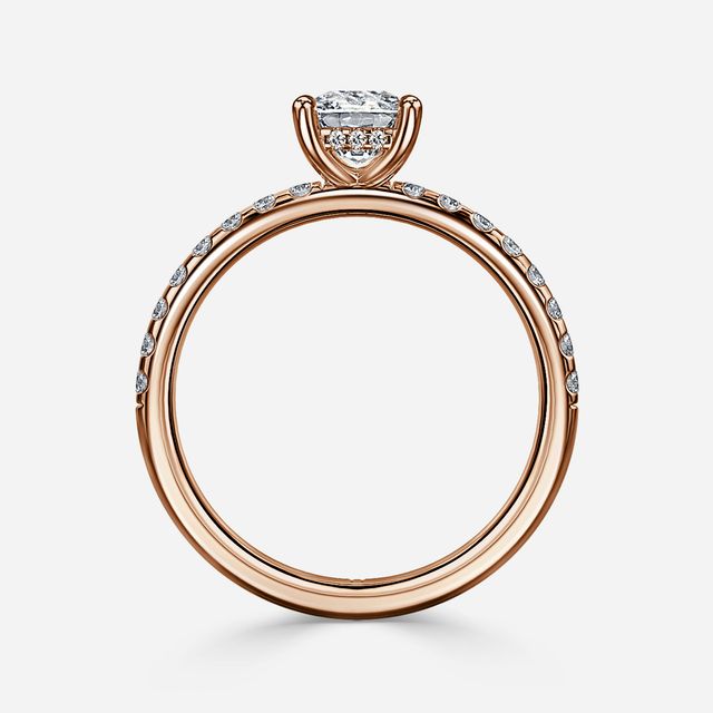 Kate Rose Gold Pave Band Hidden Halo Engagement Ring
