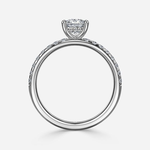 Kate Platinum Pave Band Hidden Halo Engagement Ring