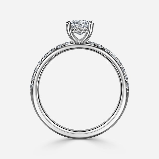 Kate Platinum Pave Band Hidden Halo Engagement Ring