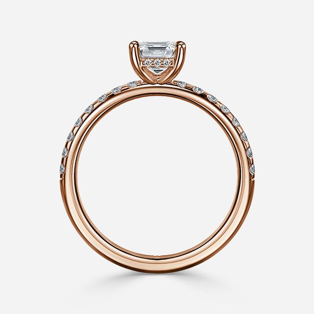 Kate Rose Gold Pave Band Hidden Halo Engagement Ring