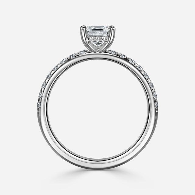 Kate Platinum Pave Band Hidden Halo Engagement Ring