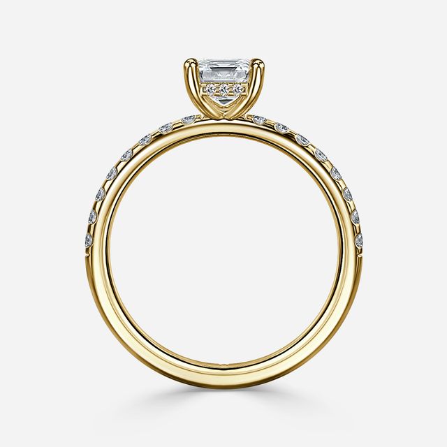 Kate Yellow Gold Pave Band Hidden Halo Engagement Ring