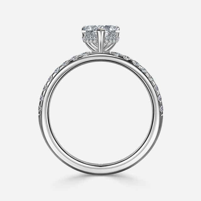 Kate White Gold Pave Band Hidden Halo Engagement Ring