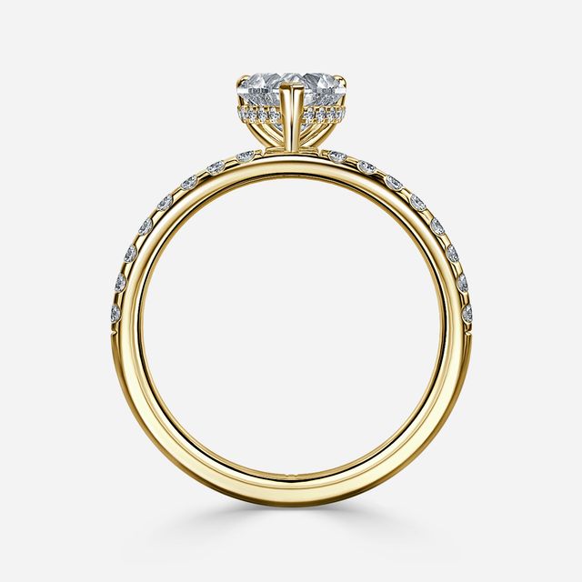 Kate Yellow Gold Pave Band Hidden Halo Engagement Ring