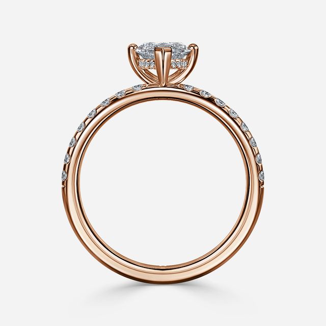 Kate Rose Gold Pave Band Hidden Halo Engagement Ring