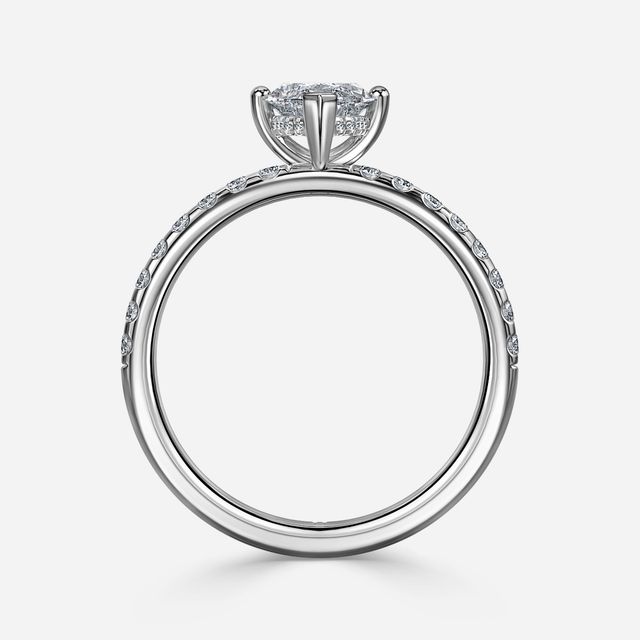 Kate Platinum Pave Band Hidden Halo Engagement Ring