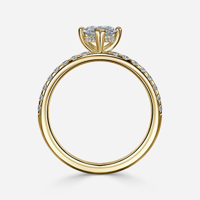 Kate Yellow Gold Pave Band Hidden Halo Engagement Ring