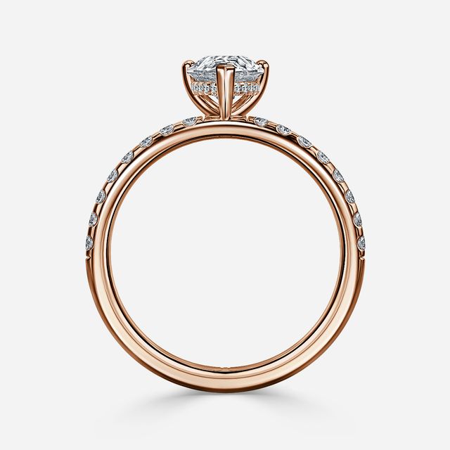 Kate Rose Gold Pave Band Hidden Halo Engagement Ring