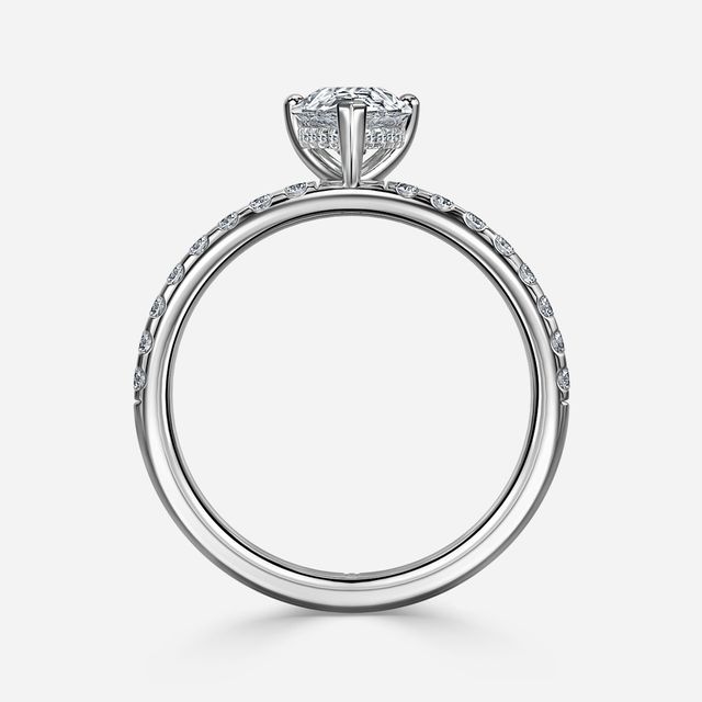 Kate Platinum Pave Band Hidden Halo Engagement Ring
