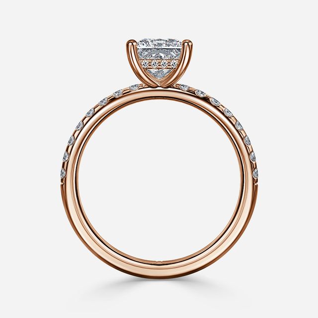 Kate Rose Gold Pave Band Hidden Halo Engagement Ring