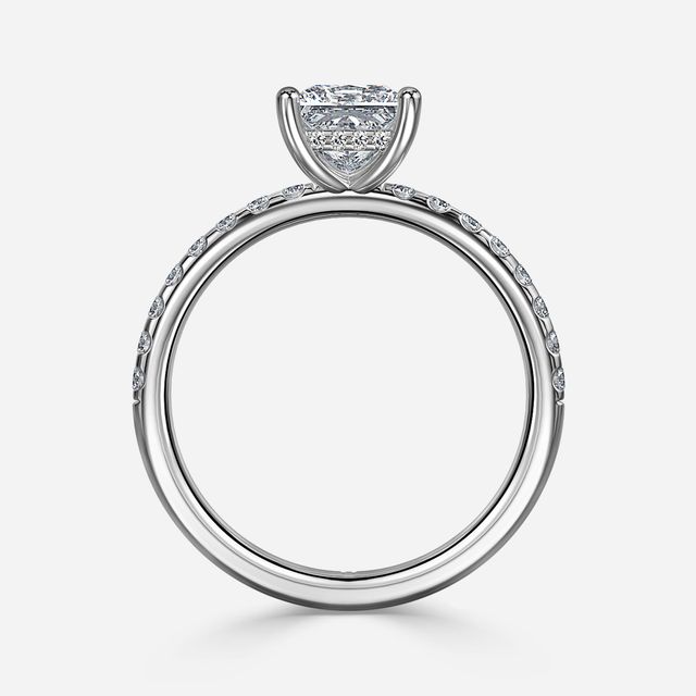 Kate Platinum Pave Band Hidden Halo Engagement Ring