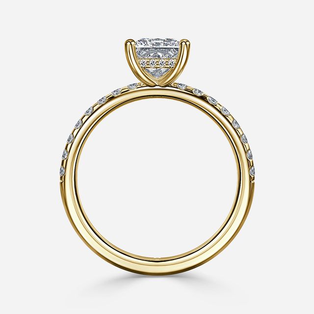 Kate Yellow Gold Pave Band Hidden Halo Engagement Ring