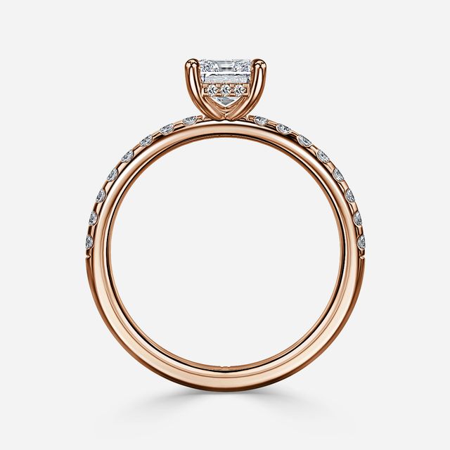 Kate Rose Gold Pave Band Hidden Halo Engagement Ring