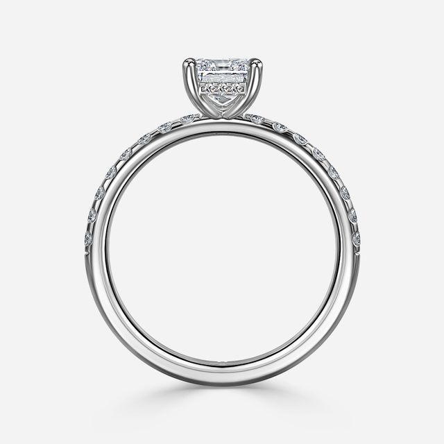 Kate Platinum Pave Band Hidden Halo Engagement Ring