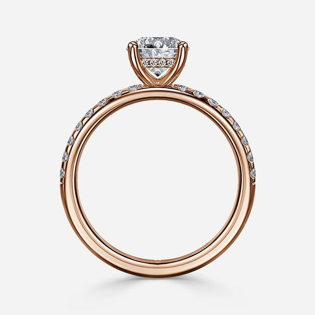 Kate Rose Gold Pave Band Hidden Halo Engagement Ring