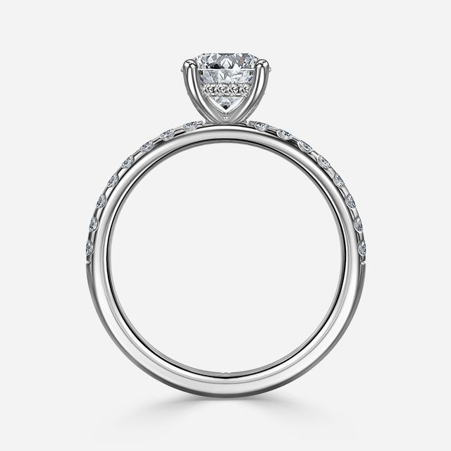 Kate Platinum Pave Band Hidden Halo Engagement Ring