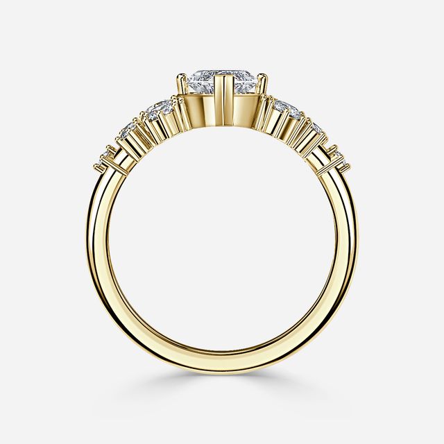 Luz De La Luna Yellow Gold Unique Engagement Ring