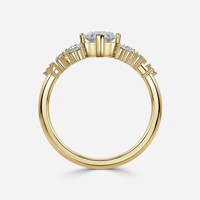 Luz De La Luna Yellow Gold Unique Engagement Ring