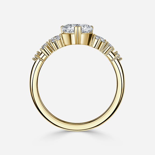 Luz De La Luna Yellow Gold Unique Engagement Ring