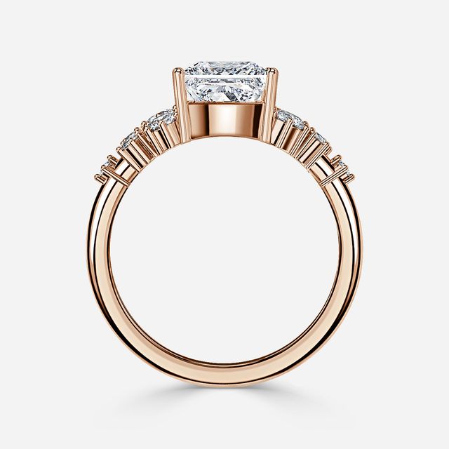 Luz De La Luna Rose Gold Cluster Engagement Ring