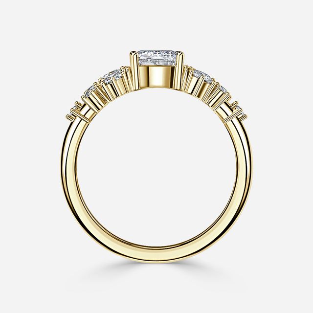 Luz De La Luna Yellow Gold Unique Engagement Ring
