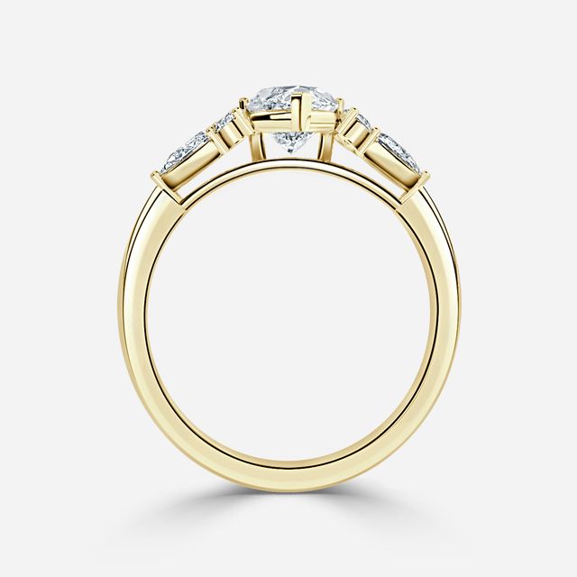 Nanami Yellow Gold Trilogy Cluster Engagment Ring