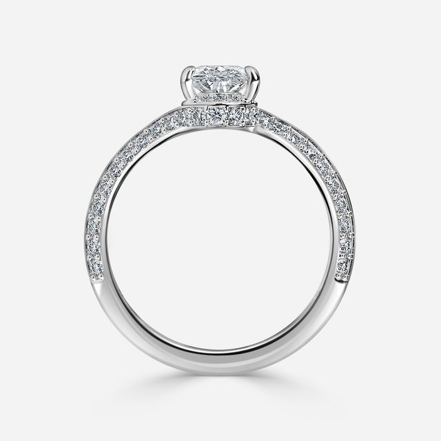 Nefta Platinum Halo Engagement Ring
