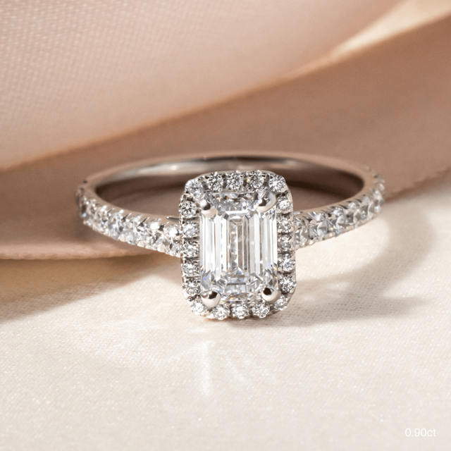 Maya Platinum Halo Engagement Ring