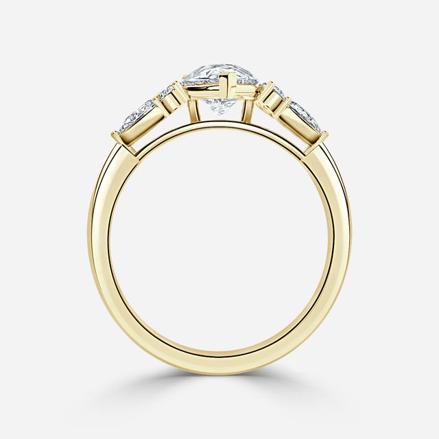 Nanami Yellow Gold Trilogy Cluster Engagment Ring