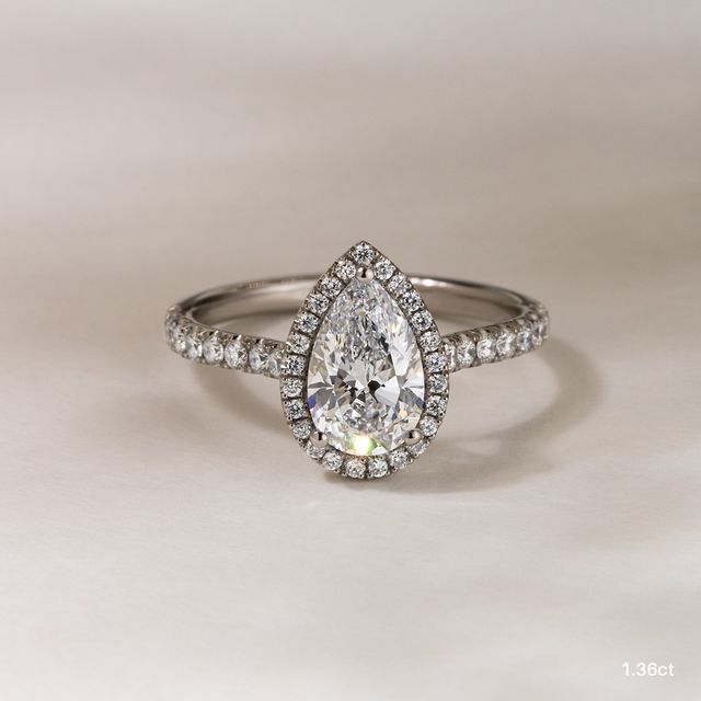 Maya Platinum Halo Engagement Ring