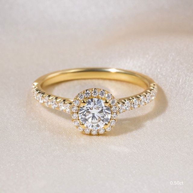 Maya Yellow Gold Halo Engagement Ring