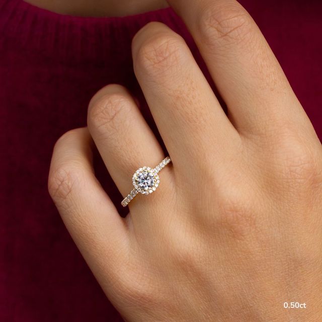 Maya Yellow Gold Halo Engagement Ring