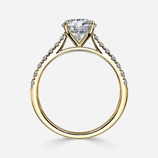 Josephine Yellow Gold Pave Engagement Ring