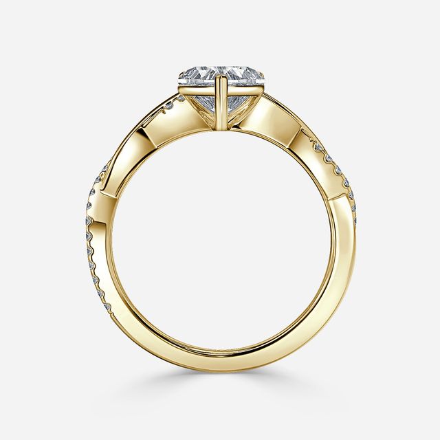 Sahana Yellow Gold Pave Engagement Ring