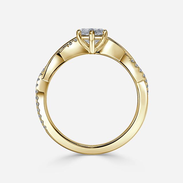 Sahana Yellow Gold Pave Engagement Ring