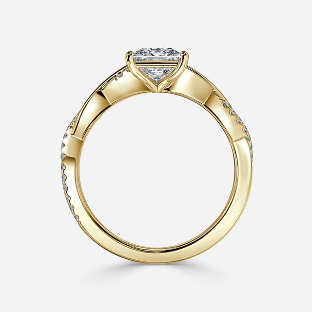Sahana Yellow Gold Pave Engagement Ring
